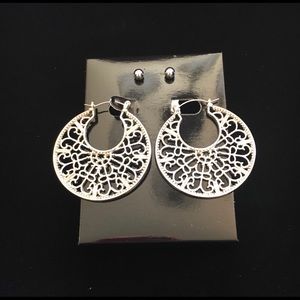 Silver Hoop Style Earrings & Coordinating Studs